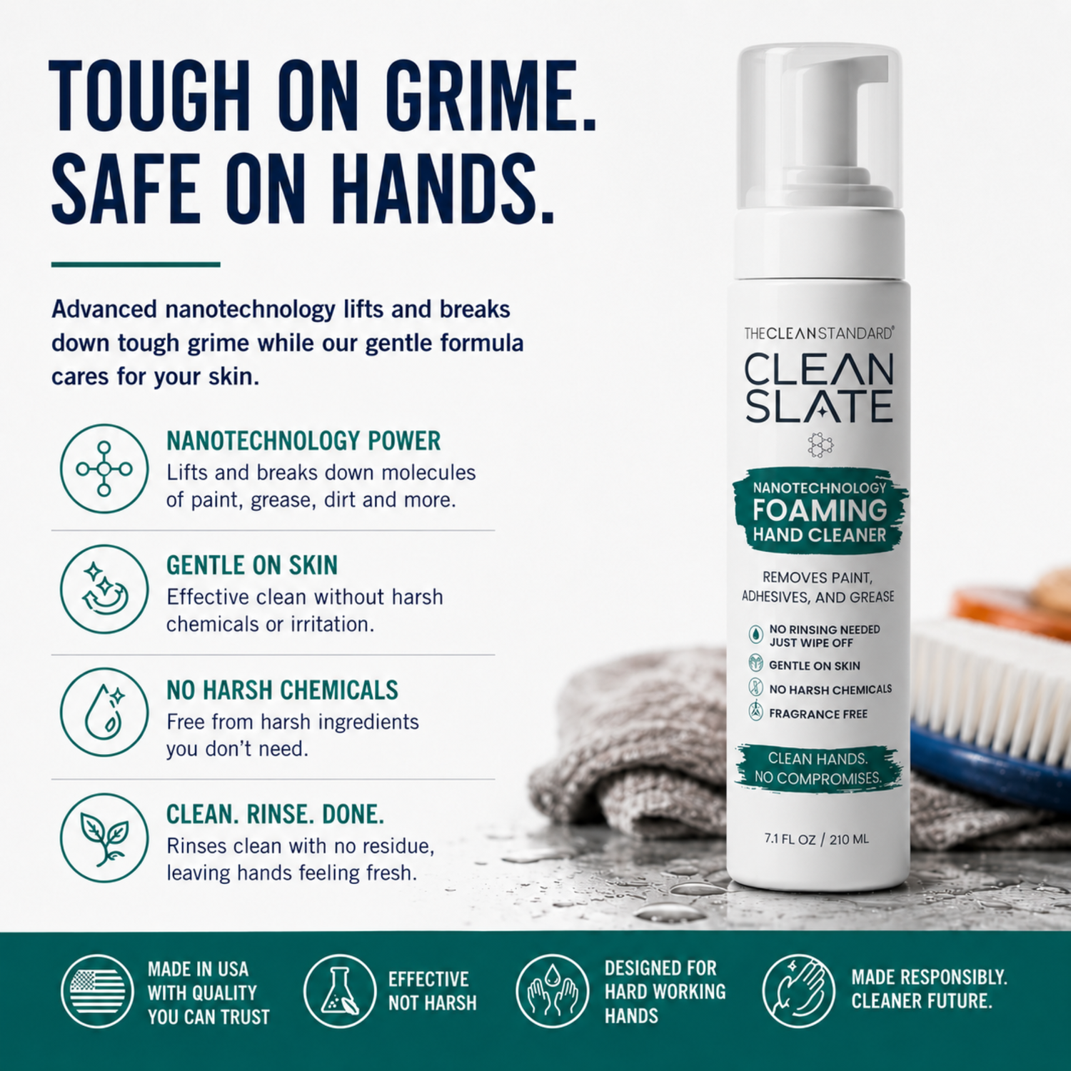 Clean Slate™ Nanotechnology Hand Cleaner for Paint & Primer | Gentle, Non-Toxic, Fragrance-Free | THECLEANSTANDARD®